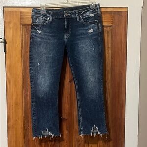 Distressed Blue Women's Silver Jeans Capri